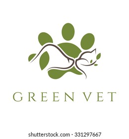 Logo template for veterinary clinic with cat and dog.Vector