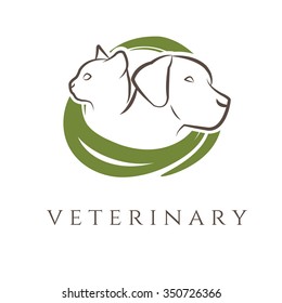 Logo template for veterinary clinic with cat and dog.Vector