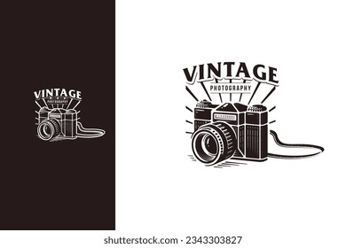 logo template vintage camera badge