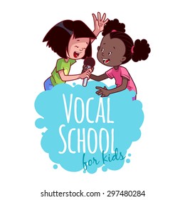 Logo template for vocal school. Vector clip art illustration on a white background.