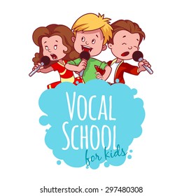 Logo template for vocal school. Vector clip art illustration on a white background.