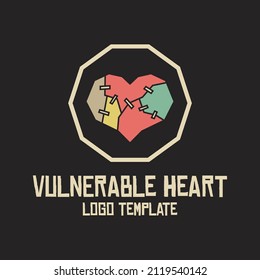 Plantilla de logotipo de corazón vulnerable