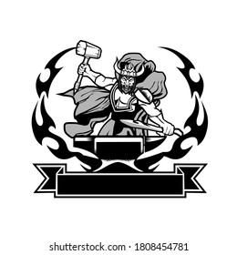 Logo-Template-Krieger mit Hammer und Schwert mit Platz für Text
