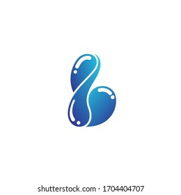 Logo template of water and letter b. Simple flat style. Vector logo template ready for use.