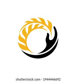 Logo Template Of Wheat And Hand Good For Organic Food Icon, Rice Label, Foodstuffs, Agriculture And Others