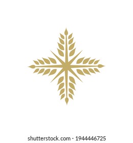 Logo Template Of Wheat And Medical Cross Suitable For Healthy Food Icon, Organic Rice Product Label, Foodstuffs, Health Nutrition And Others
