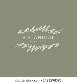 Logo template with wild plant botanical elements. Elegant vector floral frame for labels, business identity, wedding invitation, save the date, branding