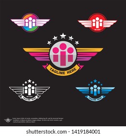 Logo I Template with wing , Colorful