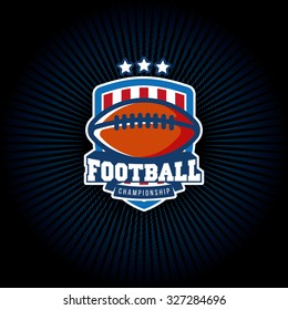 Logo template for your football championship or team. The ball on background of shield
