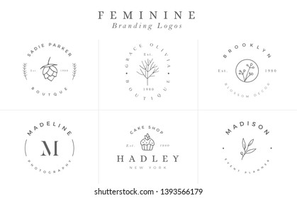 Logo templates collection. Logo set. Minimalist logotypes. Premade logo design - Vector