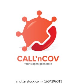 Logo templates of coronavirus illustration in red color for design and other material
