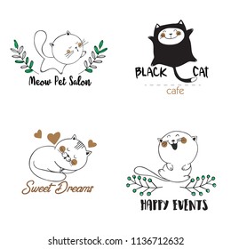 Logo templates with cute cats characters