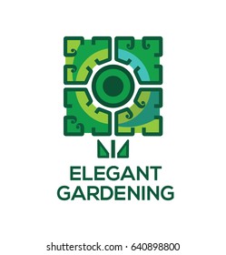 Logo Templates. Elegant gardening. Vector illustration