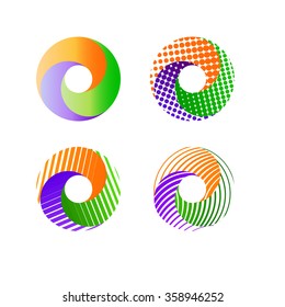 Logo templates set. Abstract circle creative signs and symbols. Circles,lines, waves and other design elements.