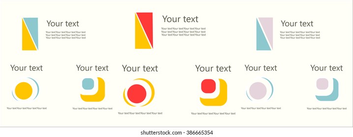 Logo templates set. Abstract circle creative signs and symbols. Circles, plus signs, stars, triangle, hexagons and other design elements.