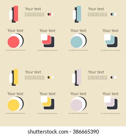 Logo templates set. Abstract circle creative signs and symbols. Circles, plus signs, stars, triangle, hexagons and other design elements.