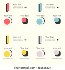 Logo templates set. Abstract circle creative signs and symbols. Circles, plus signs, stars, triangle, hexagons and other design elements.