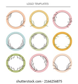 Logo Templates Set Handdrawn Botanical Wreaths Stock Vector (Royalty ...