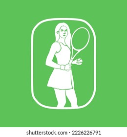 logo tenis player female vector illustration