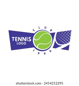 logo for a tennis club, tennis competition with the image of a tennis sword and racket on a blue background