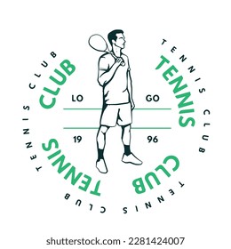 Logo for tennis club with player and racket