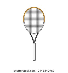 logo tennis racket cartoon. racquet silhouette, court sport, symbol equipment logo tennis racket sign. isolated symbol vector illustration