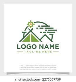 A logo for a tent in a summertime