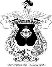 Logo terbaru Unhas png hitam putih. logo ayam