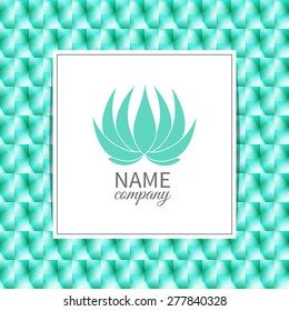 Logo with text box on blue background.Labels, badges and floral design elements