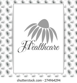 Logo with text box on blurry background.Labels, badges and floral design elements