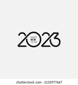 Logo text design 2023 Happy New Year. Vector illustration 2023 number design template. Christmas decor 2023 Happy New Year symbols. Modern Xmas design for banner, social network, cover and calendar.