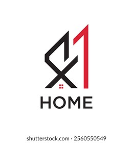 A logo with the text 'HOME' below a stylized design that combines the number '1' and a house shape with a small window