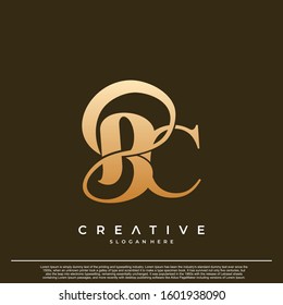 Logo Text Initial Letter BC Luxury Monogram. overlapping interlock logo, monogram line art style.