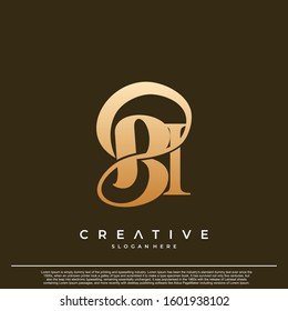 Logo Text Initial Letter BI Luxury Monogram. overlapping interlock logo, monogram line art style.