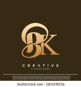 Logo Text Initial Letter BK Luxury Monogram. overlapping interlock logo, monogram line art style.