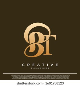 Logo Text Initial Letter BT Luxury Monogram. overlapping interlock logo, monogram line art style.