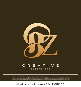 Logo Text Initial Letter BZ Luxury Monogram. overlapping interlock logo, monogram line art style.