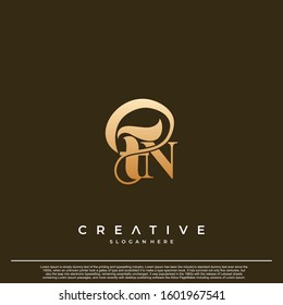 Logo Text Initial Letter FN Luxury Monogram. overlapping interlock logo, monogram line art style.