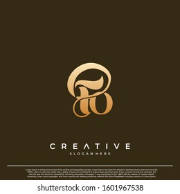 Logo Text Initial Letter FO Luxury Monogram. overlapping interlock logo, monogram line art style.