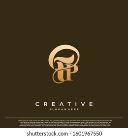 Logo Text Initial Letter FP Luxury Monogram. overlapping interlock logo, monogram line art style.