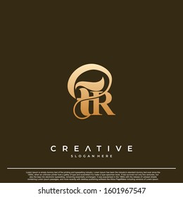 Logo Text Initial Letter FR Luxury Monogram. overlapping interlock logo, monogram line art style.