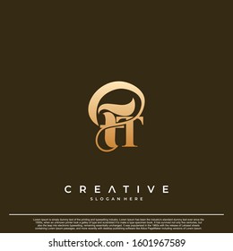 Logo Text Initial Letter FT Luxury Monogram. overlapping interlock logo, monogram line art style.