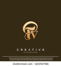 Logo Text Initial Letter FV Luxury Monogram. overlapping interlock logo, monogram line art style.