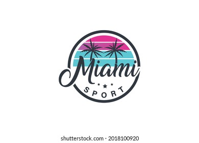 Logo Text miami sport illustration Park,Outdoor,Signs,Symbol,beach,palm,vector