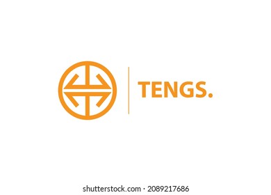 logo text with orange color with initial letter t