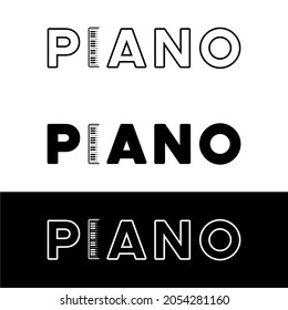 Logo Text "PIANO" With Piano Icon, Minimalist design inspiration