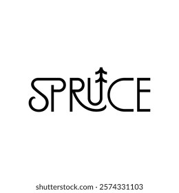 Logo text spruce with illustration tree logo design vector