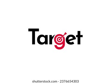 Logo Text Target With Target symbol in letter g, Minimalist and Modern Logo Template Premium. Editable FIle