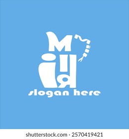 Logo with text typography "Milk" shaped like a milk container with white color. 
