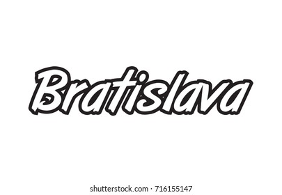 Logo text word typography design for european capital city bratislava with black color on white background